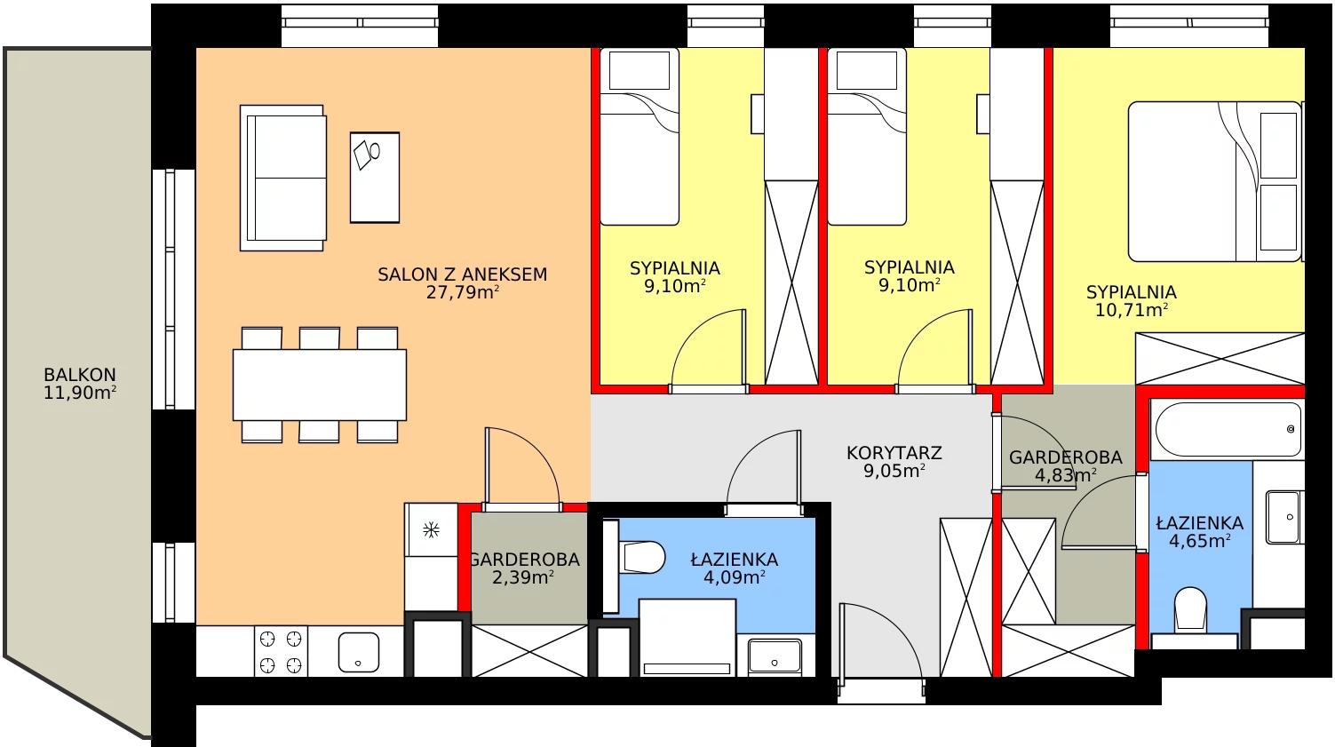 Zalety mieszkania 84.89 m², 47