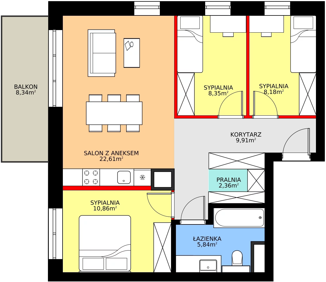 Zalety mieszkania 70 m², 42