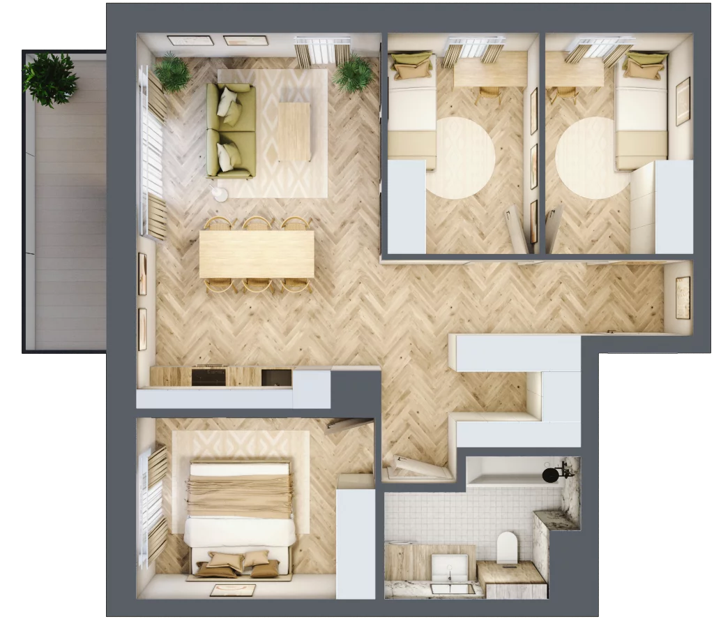 4 pokoje, mieszkanie 70,00 m², piętro 2, oferta nr 42, Nowy Sosnowiec, Sosnowiec, Zagórze, ul. Braci Mieroszewskich