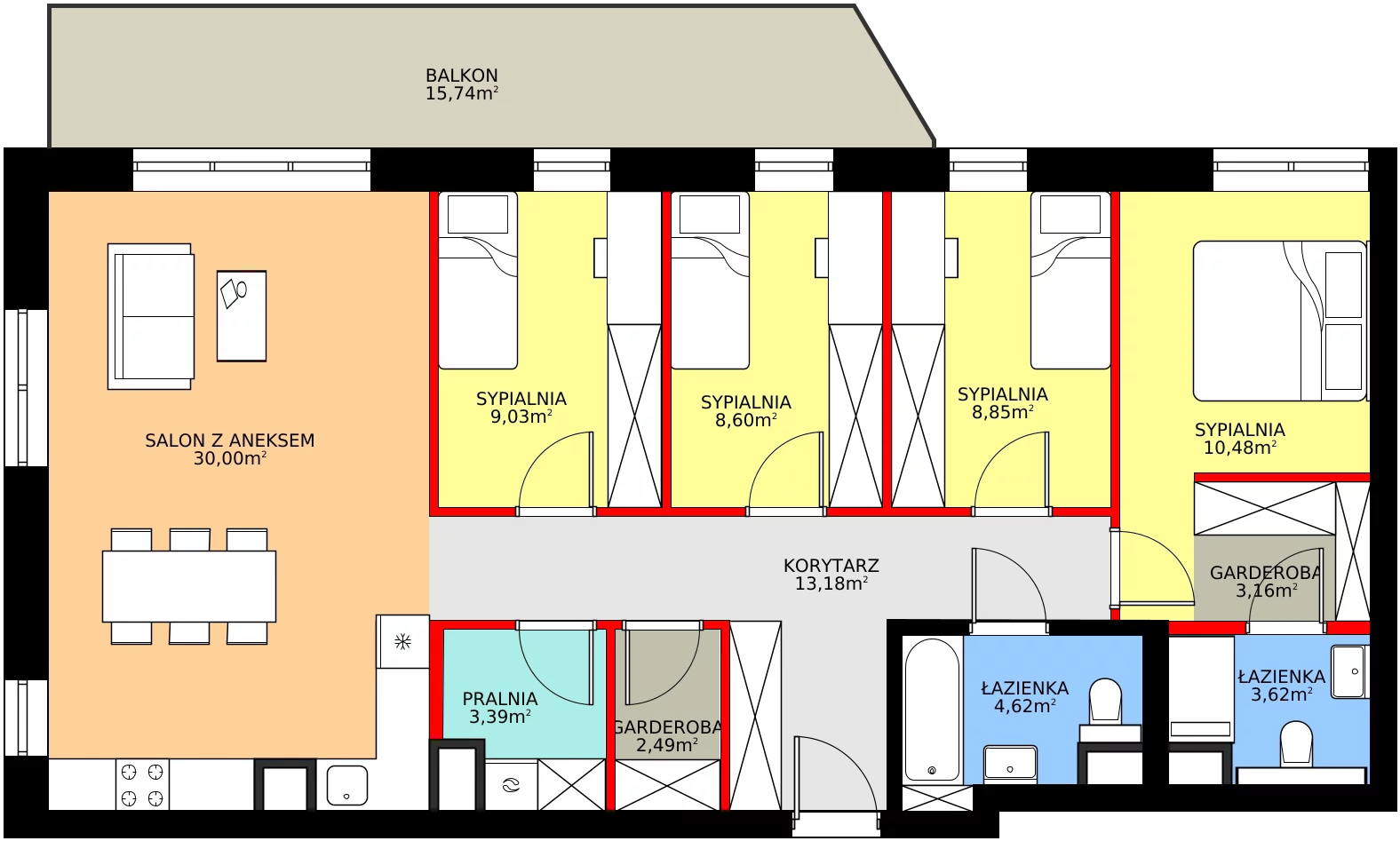 Zalety mieszkania 101.59 m², 53