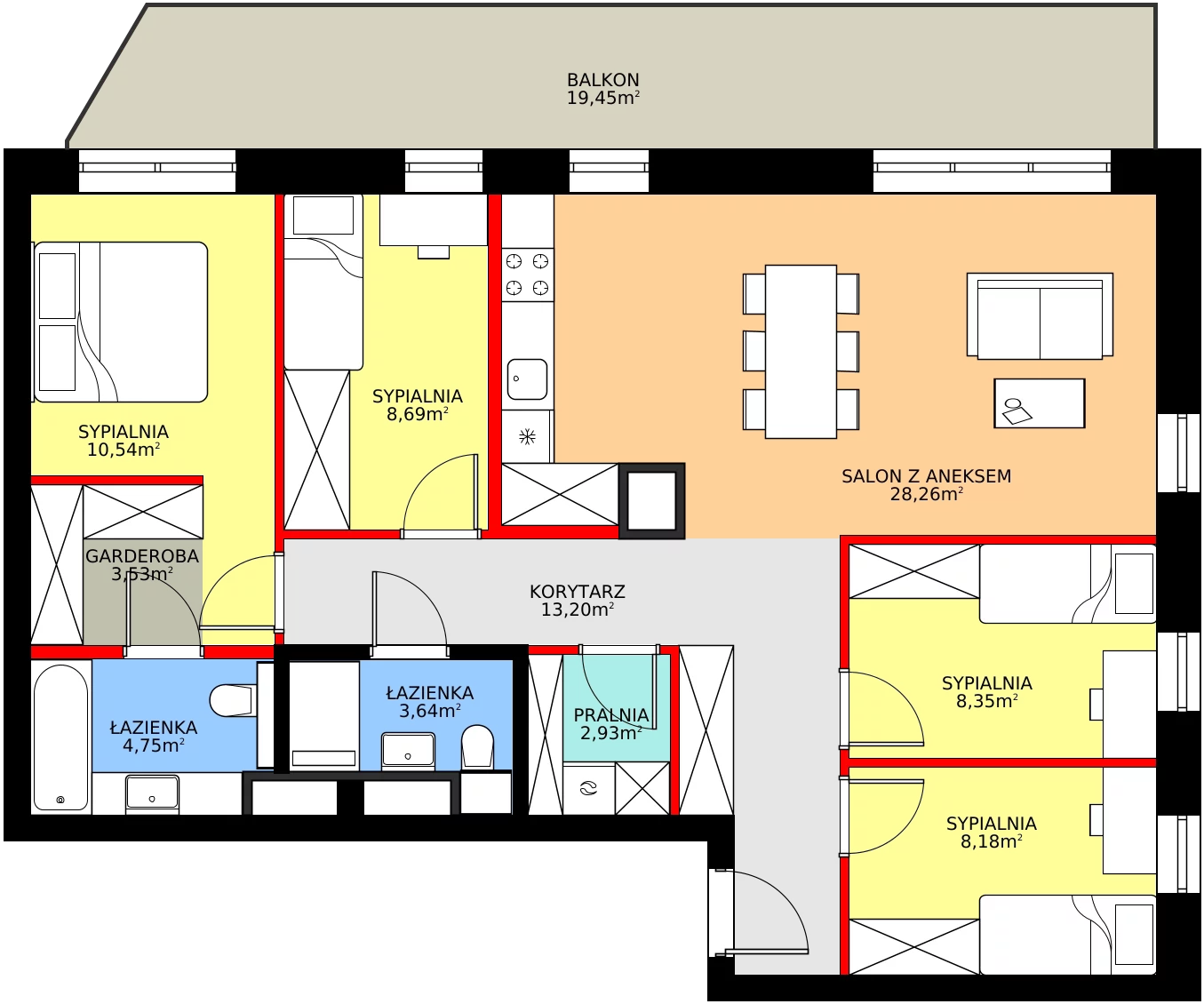 Zalety mieszkania 96.01 m², 54
