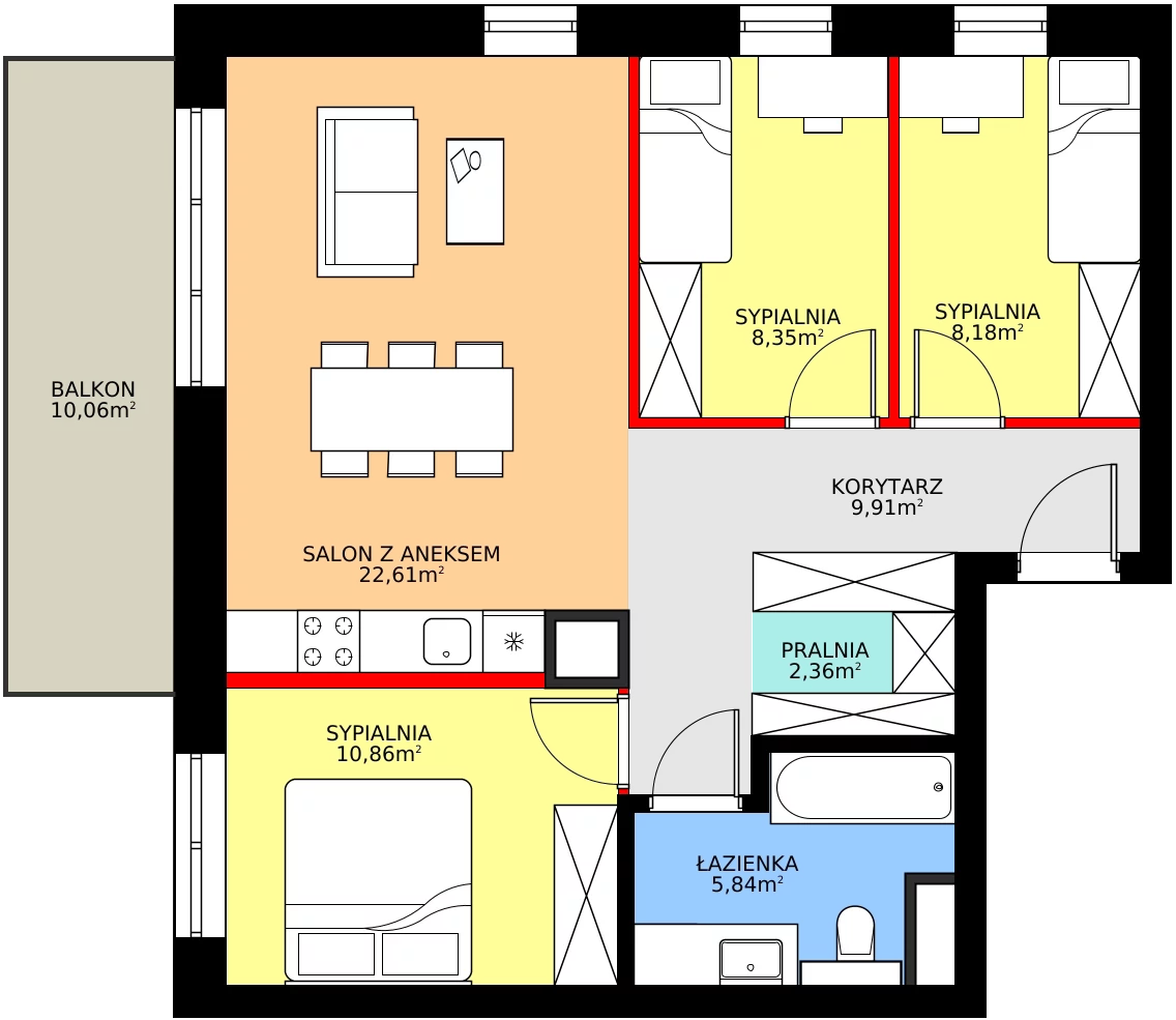 Zalety mieszkania 70 m², 35