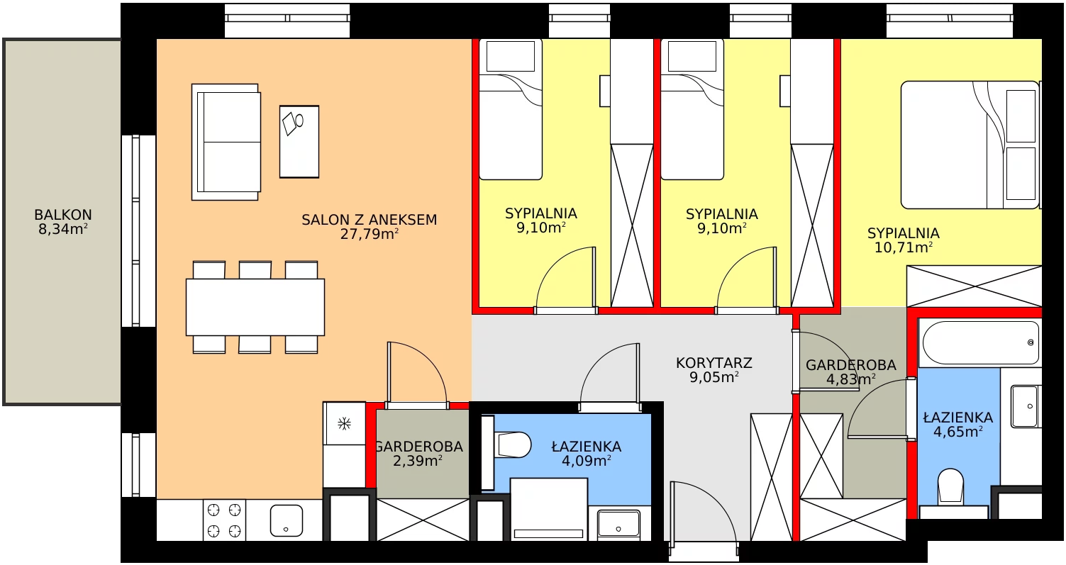 Zalety mieszkania 84.89 m², 33