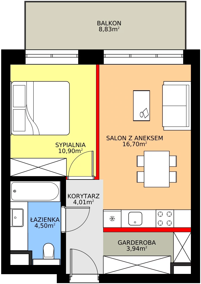 Zalety mieszkania 41.04 m², 34