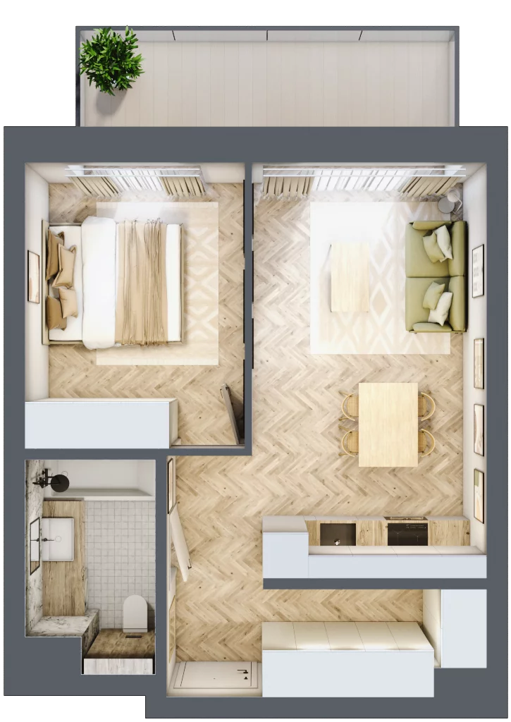 2 pokoje, mieszkanie 41,04 m², piętro 1, oferta nr 34, Nowy Sosnowiec, Sosnowiec, Zagórze, ul. Braci Mieroszewskich
