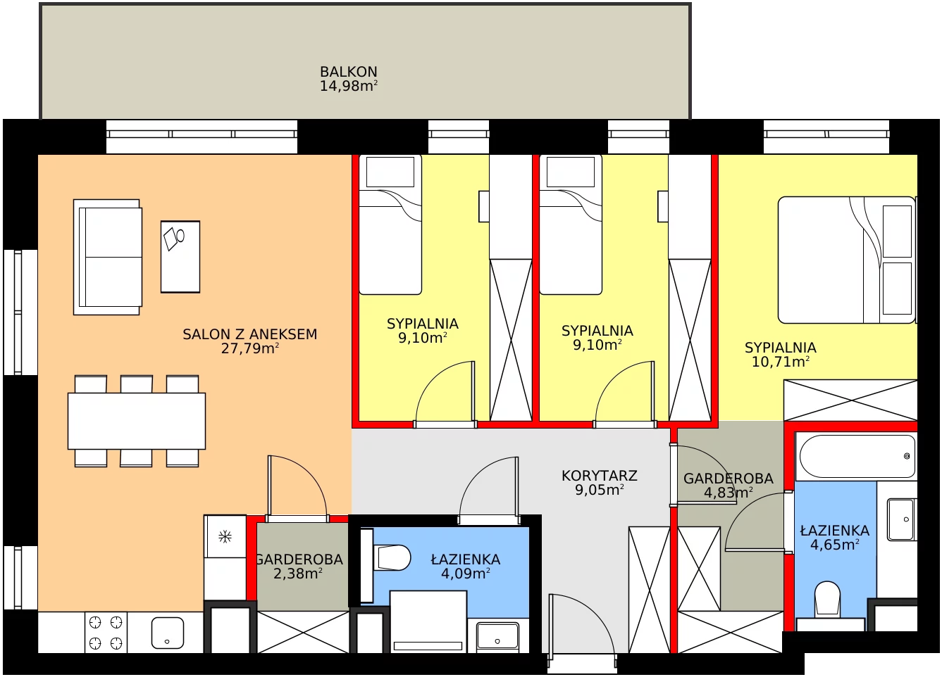 Zalety mieszkania 84.89 m², 40