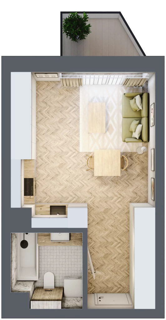 1 pokój, mieszkanie 28,83 m², piętro 3, oferta nr 45, Nowy Sosnowiec, Sosnowiec, Zagórze, ul. Braci Mieroszewskich