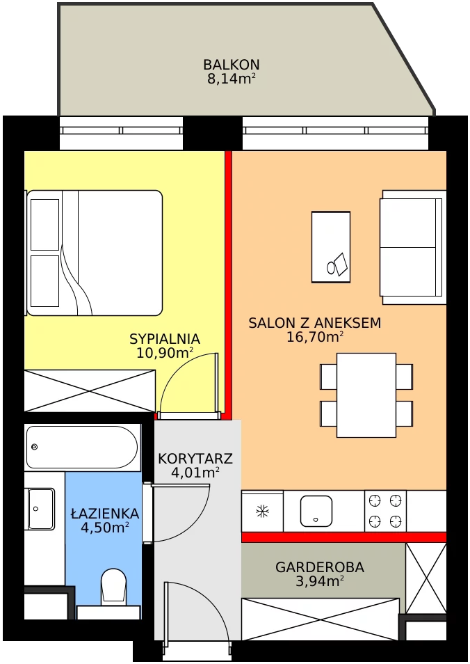 Zalety mieszkania 41.04 m², 41