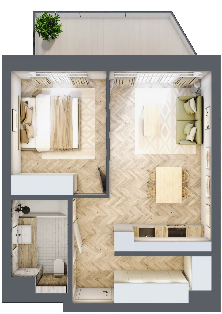 2 pokoje, mieszkanie 41,04 m², piętro 2, oferta nr 41, Nowy Sosnowiec, Sosnowiec, Zagórze, ul. Braci Mieroszewskich