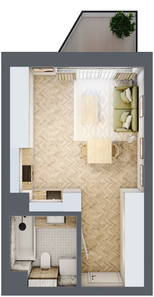 1 pokój, mieszkanie 28,83 m², piętro 2, oferta nr 38, Nowy Sosnowiec, Sosnowiec, Zagórze, ul. Braci Mieroszewskich