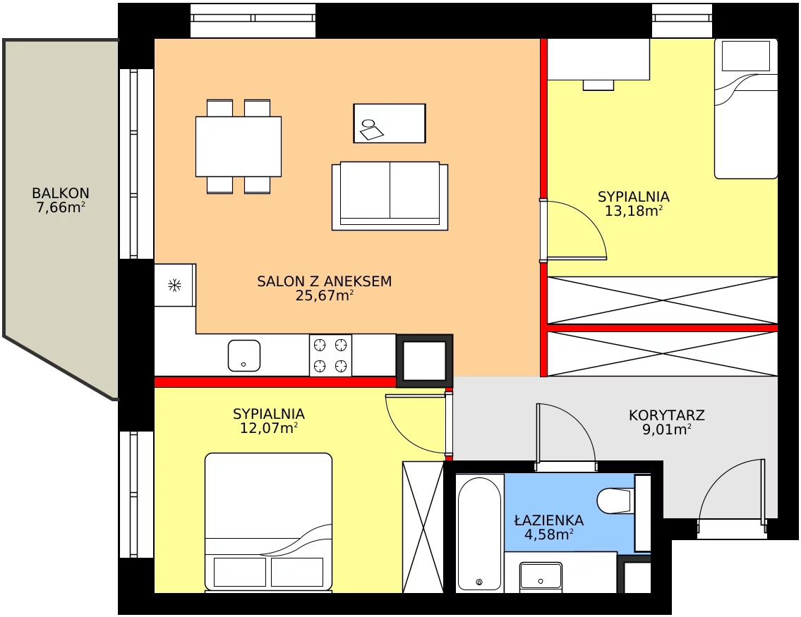 Zalety mieszkania 66.03 m², 46