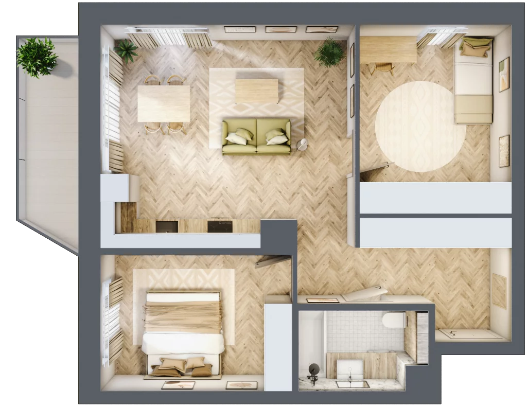 3 pokoje, mieszkanie 66,03 m², piętro 3, oferta nr 46, Nowy Sosnowiec, Sosnowiec, Zagórze, ul. Braci Mieroszewskich