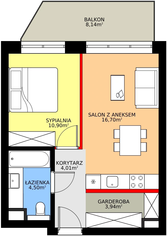 Zalety mieszkania 41.04 m², 48