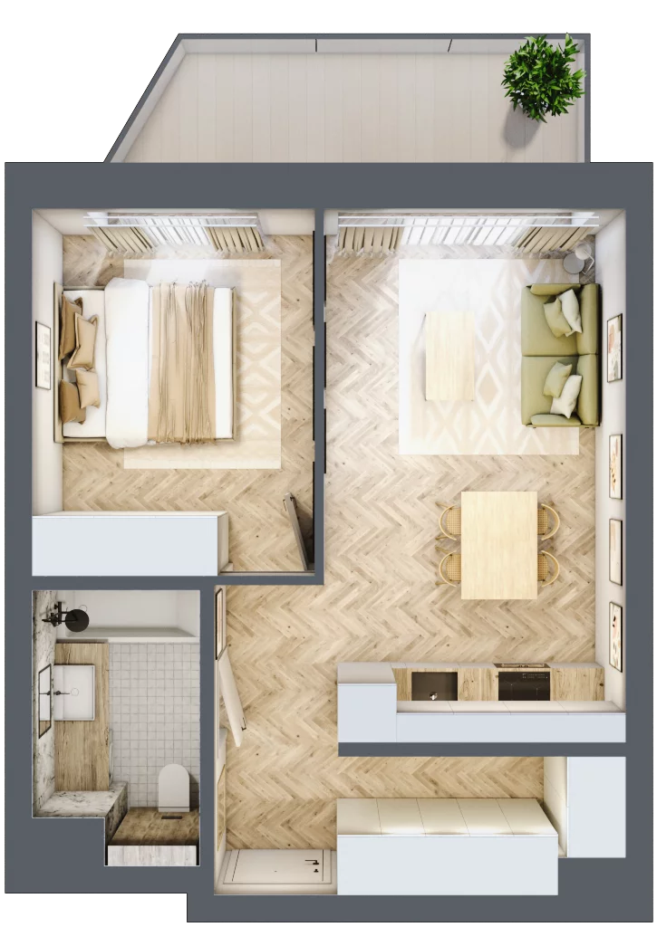 2 pokoje, mieszkanie 41,04 m², piętro 3, oferta nr 48, Nowy Sosnowiec, Sosnowiec, Zagórze, ul. Braci Mieroszewskich