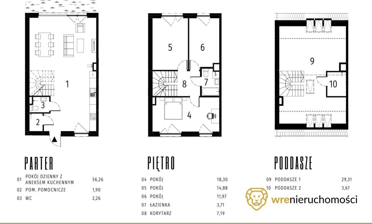 Dom szeregowy 149,45 m², Wrocław, Krzyki-Partynice, Krzyki, Gen. Tadeusza Kutrzeby, Sprzedaż