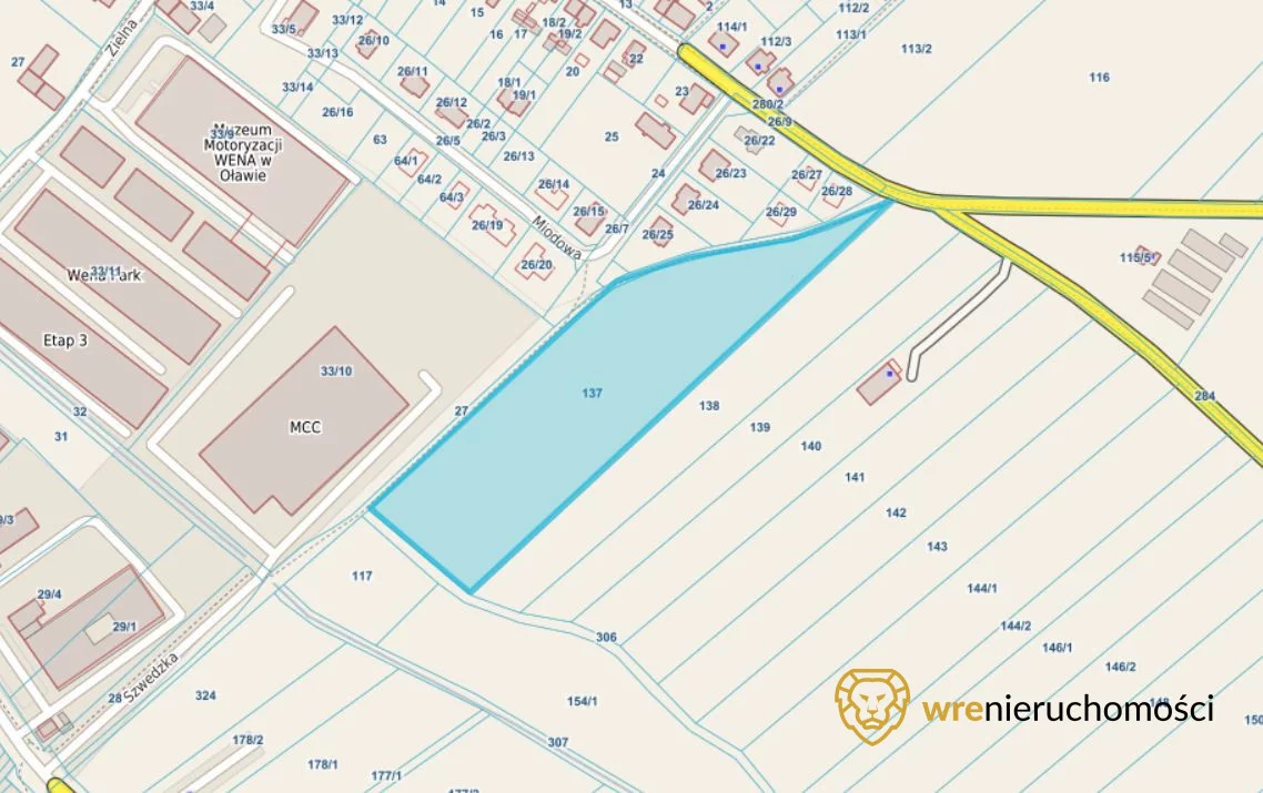 Działka 19 980,00 m², oferta nr , 878654, Oława, Szwedzka