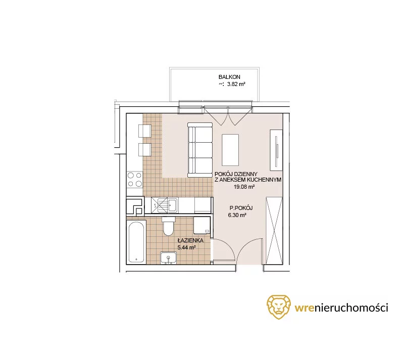 1 pokój, mieszkanie 30,82 m², piętro 2, oferta nr , 322129, Wrocław, Szczepin, Gnieźnieńska