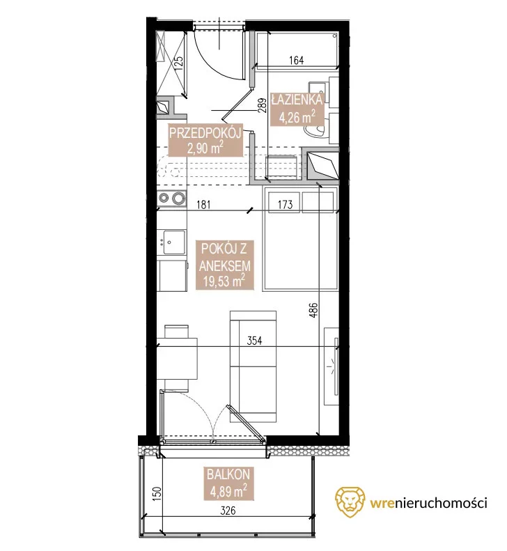 1 pokój, mieszkanie 26,70 m², piętro 1, oferta nr , 968929, Wrocław, Gaj, Świeradowska