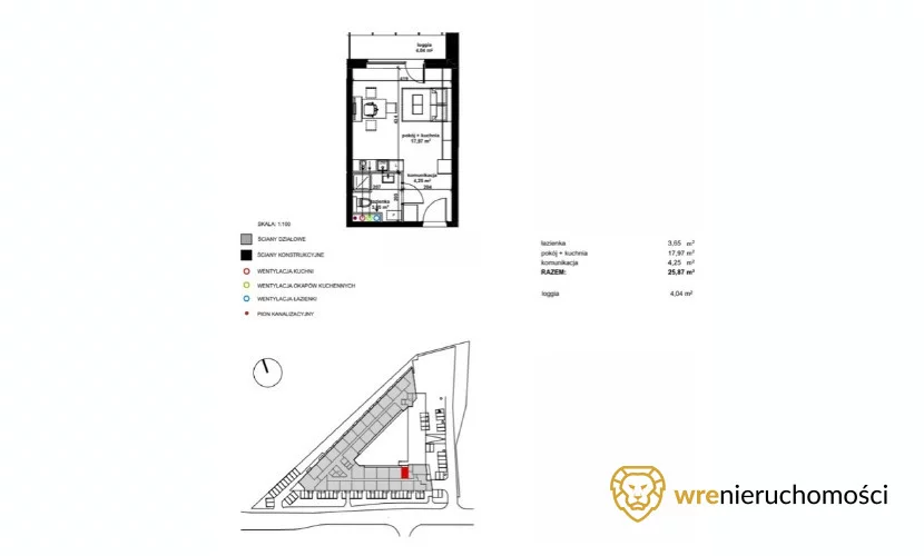 Mieszkanie na sprzedaż, 25,86 m², 1 pokój, 4 piętro, oferta nr 266977