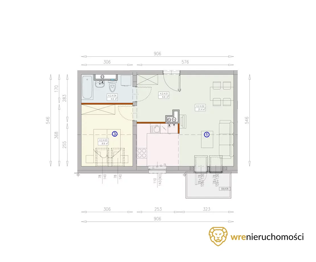 Mieszkanie dwupokojowe 41,50 m², Wrocław, Księże, Księże Wielkie, Blizanowicka, Sprzedaż