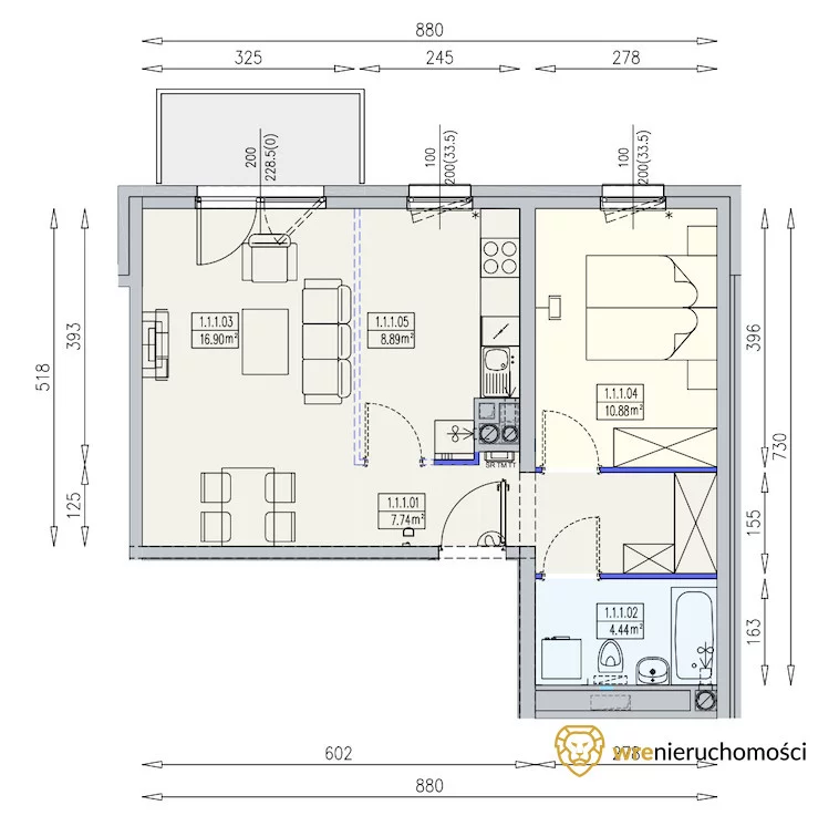 Mieszkanie na sprzedaż, 48,90 m², 2 pokoje, 1 piętro, oferta nr 663552