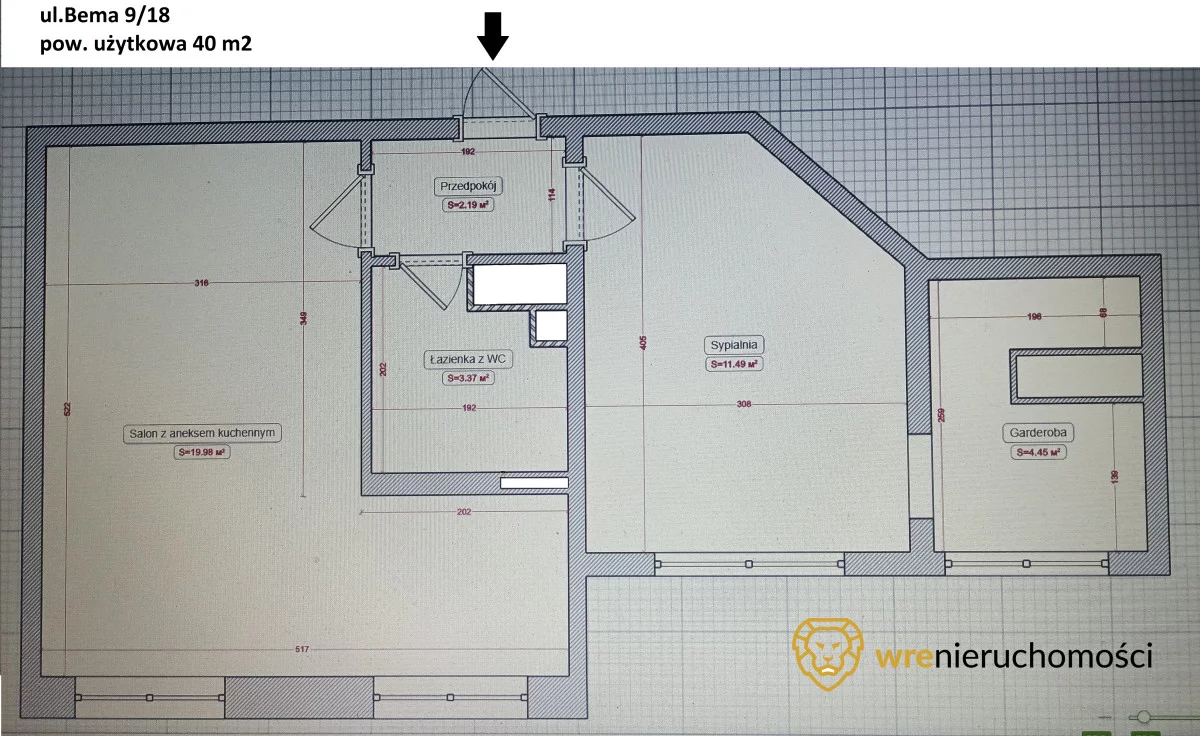 2 pokoje, mieszkanie 40,00 m², piętro 7, oferta nr , 458640, Wrocław, Biskupin-Sępolno-Dąbie-Bartoszowice, Śródmieście, Gen. Józefa Bema