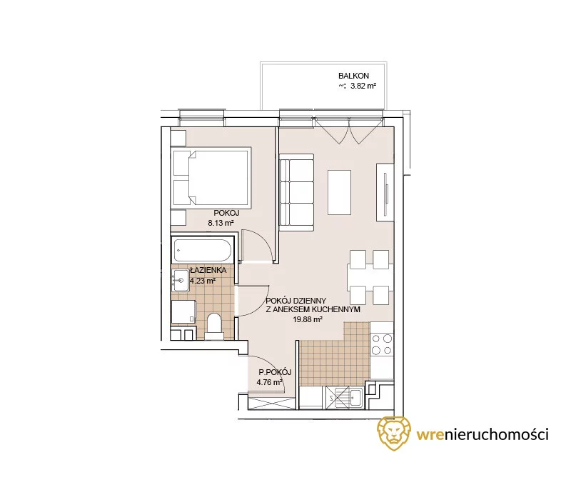 2 pokoje, mieszkanie 37,01 m², piętro 4, oferta nr , 212833, Wrocław, Szczepin, Gnieźnieńska