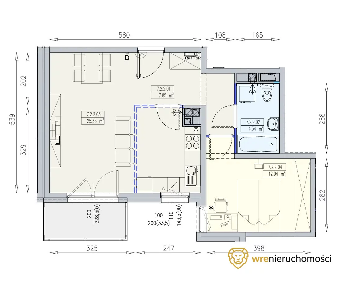 Mieszkanie 49,54 m², piętro 2, oferta nr , 730899, Wrocław, Krzyki-Partynice, Krzyki, Karkonoska