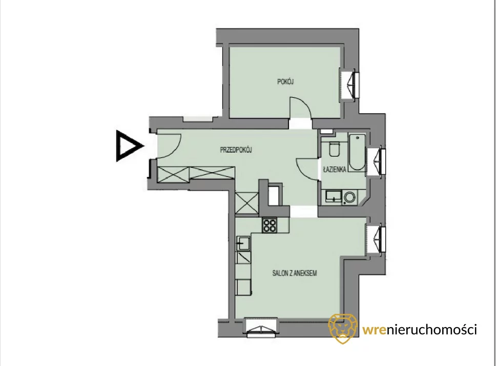 Mieszkanie dwupokojowe 47,54 m², Wrocław, Przedmieście Oławskie, Komuny Paryskiej, Sprzedaż