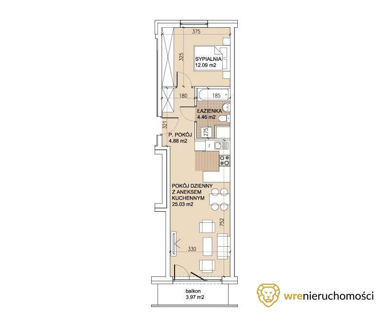 2 pokoje, mieszkanie 46,47 m², piętro 4, oferta nr , 650963, Wrocław, Karłowice-Różanka, Karłowice, Lothara Herbsta