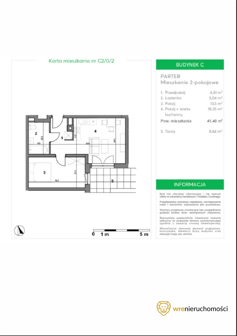 2 pokoje, mieszkanie 41,40 m², parter, oferta nr , 712013, Wrocław, Syryjska
