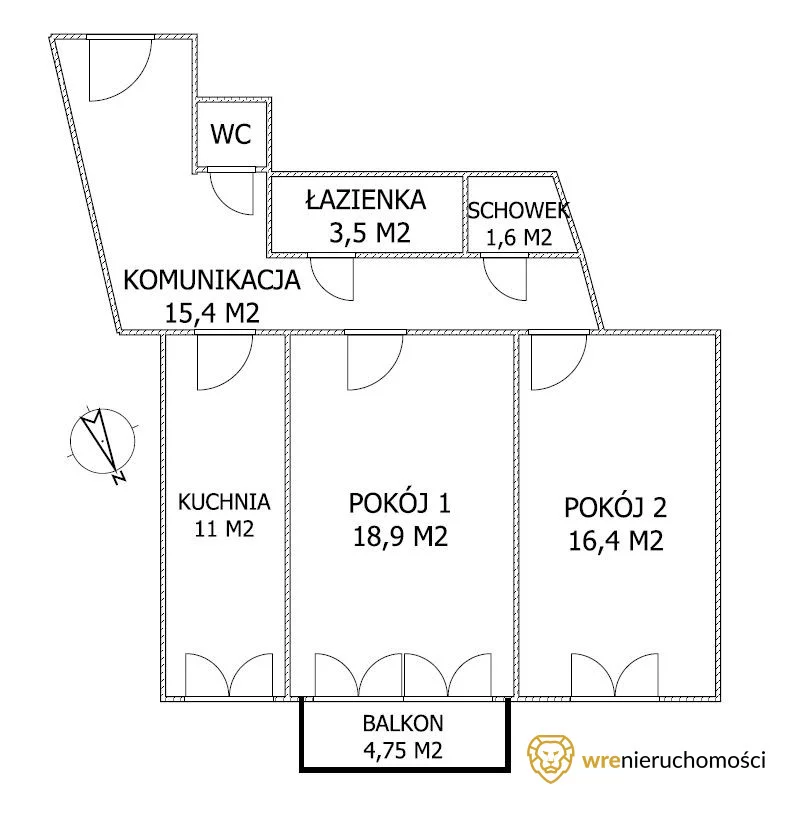 2 pokoje, mieszkanie 68,22 m², piętro 1, oferta nr , 899922, Wrocław, Grabiszyn-Grabiszynek, Grabiszyn, Szczęśliwa