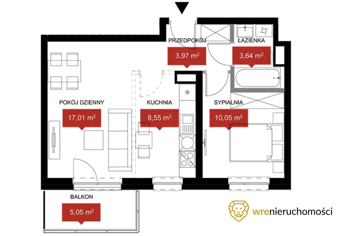 Apartament 43,22 m², piętro 1, oferta nr , 686068, Wrocław, Kleczków, Władysława Reymonta-idx