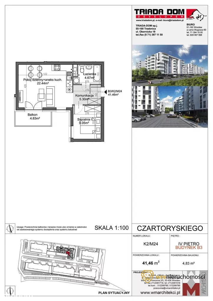 2 pokoje, mieszkanie 41,57 m², piętro 4, oferta nr , 637623, Wrocław