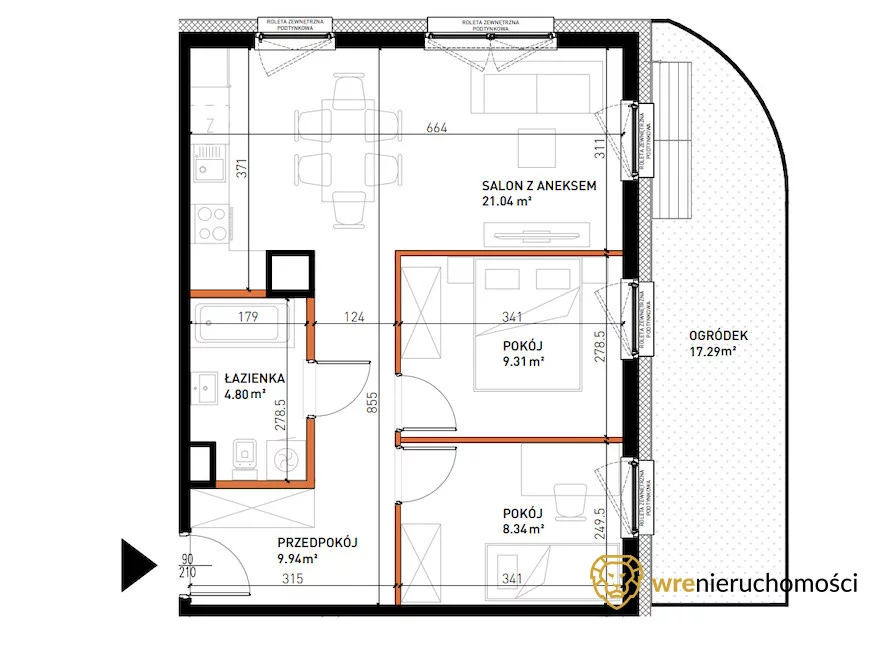 Mieszkanie na sprzedaż, 53,43 m², 3 pokoje, parter, oferta nr 813620