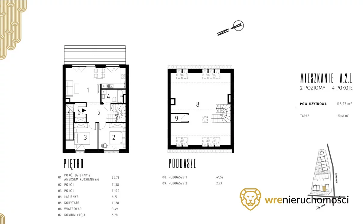 3 pokoje, mieszkanie 120,23 m², piętro 1, oferta nr , 751030, Wrocław, Ołtaszyn, Gen. Tadeusza Kutrzeby