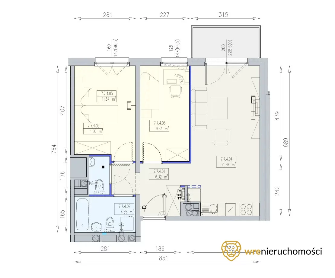 Mieszkanie 55,80 m², piętro 7, oferta nr , 800700, Wrocław, Krzyki-Partynice, Krzyki, Karkonoska