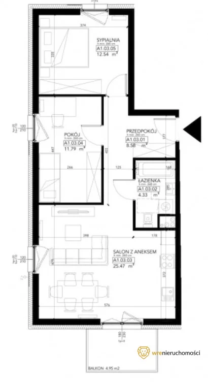 Mieszkanie trzypokojowe 62,71 m², Wrocław, Lipa Piotrowska, Lawendowa, Sprzedaż