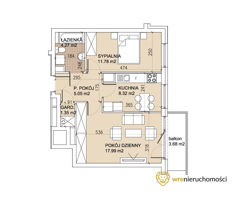 Mieszkanie trzypokojowe 48,76 m², Wrocław, Karłowice-Różanka, Karłowice, Lothara Herbsta, Sprzedaż