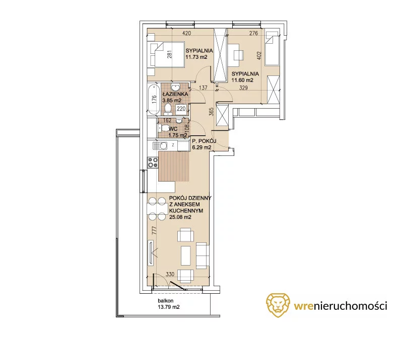 3 pokoje, mieszkanie 60,31 m², piętro 4, oferta nr , 722411, Wrocław, Karłowice-Różanka, Karłowice, Lothara Herbsta
