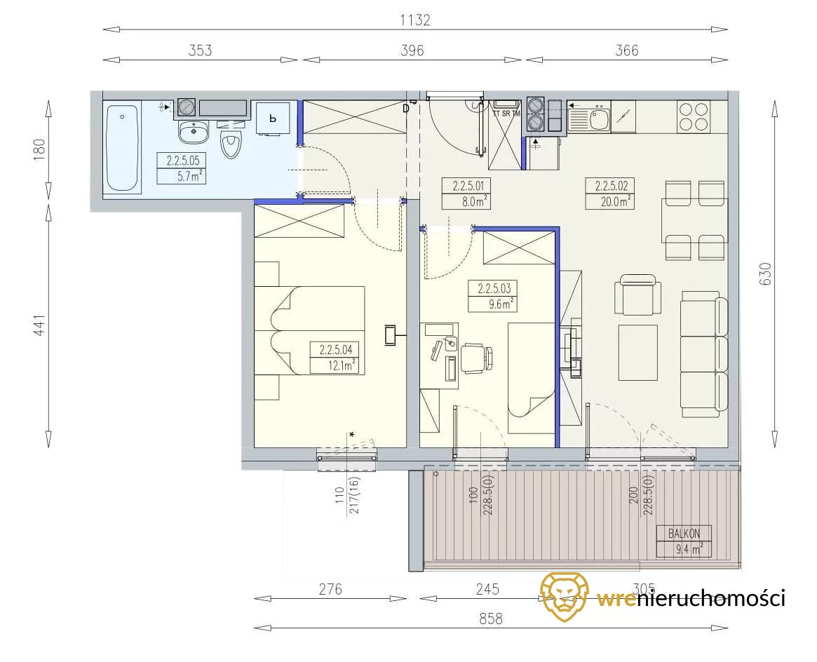 Apartament na sprzedaż, 55,40 m², 3 pokoje, piętro 2, oferta nr 166581