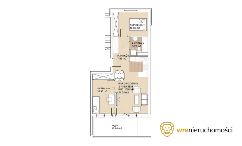 Mieszkanie trzypokojowe 54,51 m², Wrocław, Psie Pole-Zawidawie, Zakrzów, Odolanowska, Sprzedaż