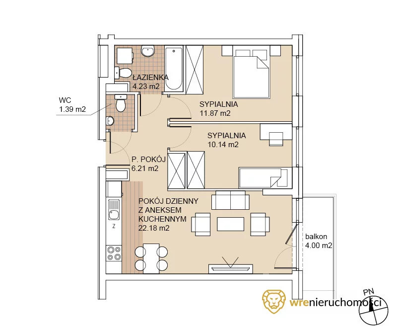 3 pokoje, mieszkanie 56,03 m², parter, oferta nr , 891442, Wrocław, Psie Pole-Zawidawie, Psie Pole, Odolanowska