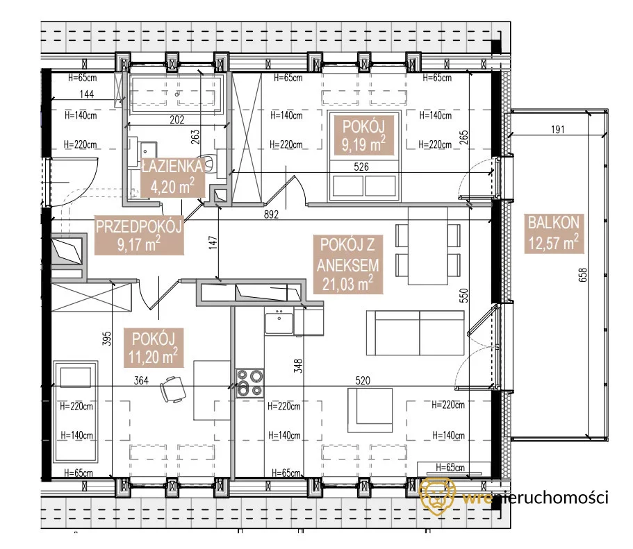 Mieszkanie na sprzedaż, 55,79 m², 3 pokoje, 3 piętro, oferta nr 647651