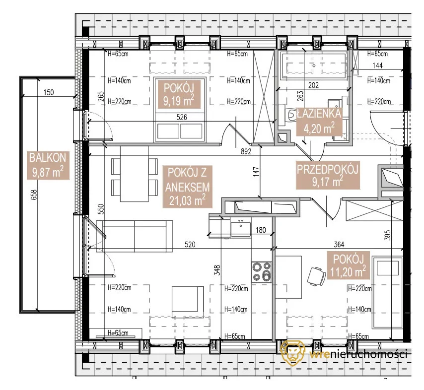 3 pokoje, mieszkanie 54,80 m², piętro 3, oferta nr , 382878, Wrocław, Gaj, Świeradowska