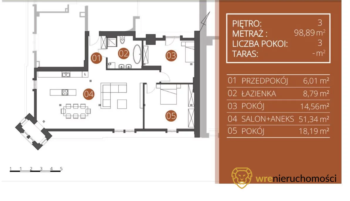 3 pokoje, apartament 98,89 m², piętro 3, oferta nr , 581748, Wrocław, Biskupin-Sępolno-Dąbie-Bartoszowice, Śródmieście