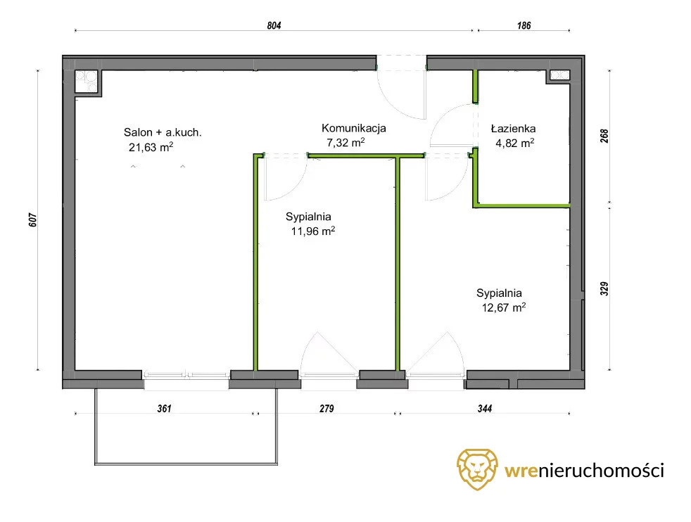3 pokoje, mieszkanie 57,00 m², piętro 2, oferta nr , 994046, Wrocław, Krzyki-Partynice, Krzyki