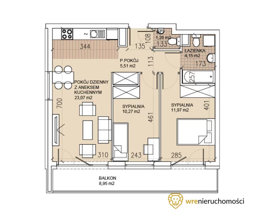 Mieszkanie na sprzedaż, 56,24 m², 3 pokoje, 2 piętro, oferta nr 710375