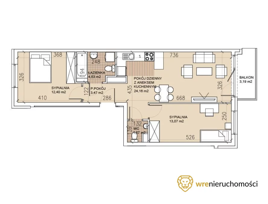 Mieszkanie na sprzedaż, 59,20 m², 3 pokoje, 1 piętro, oferta nr 567846