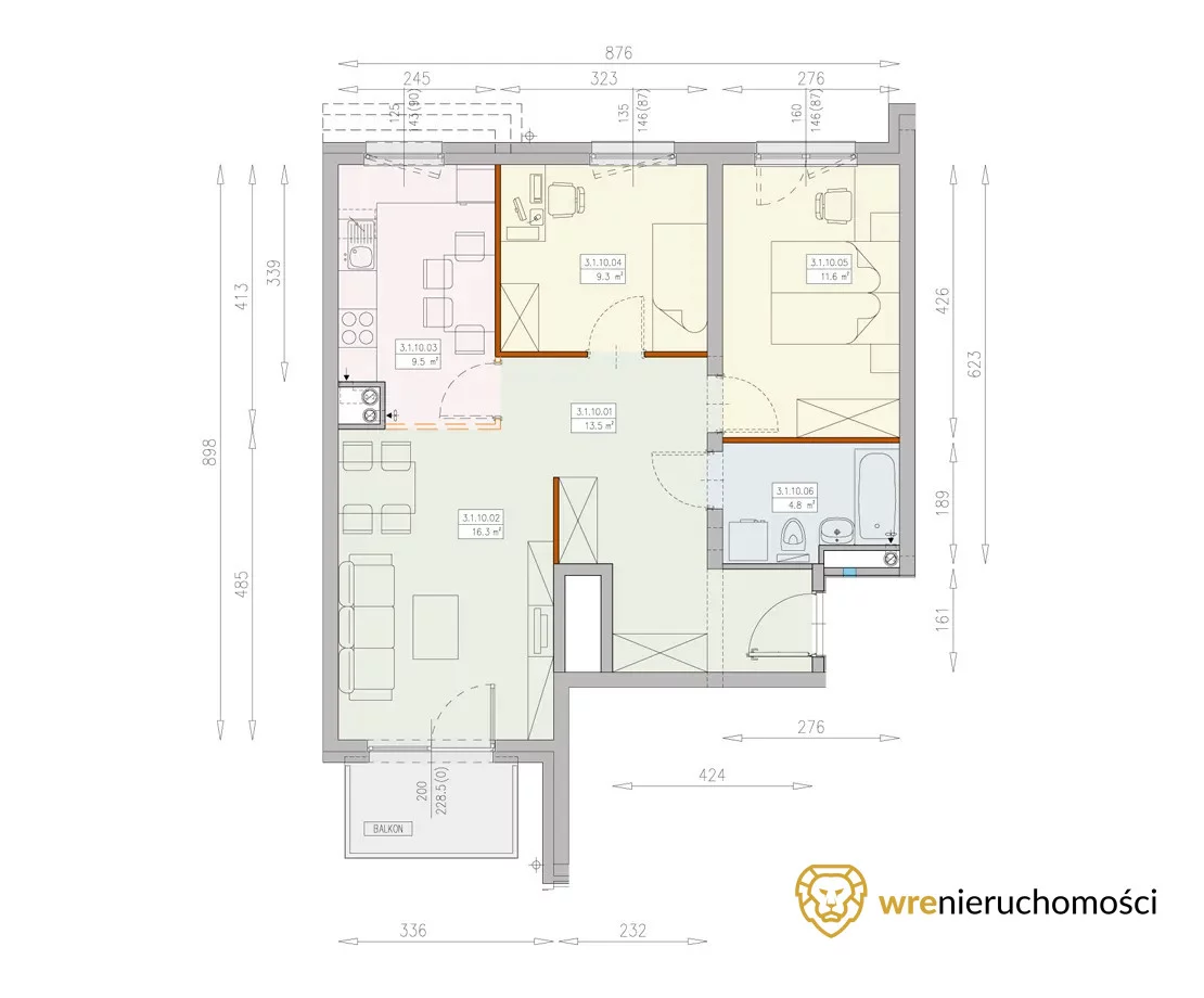 Mieszkanie czteropokojowe 65,00 m², Wrocław, Księże, Księże Wielkie, Blizanowicka, Sprzedaż